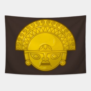 Ancient colombian indigenous sun god golden representation Tapestry