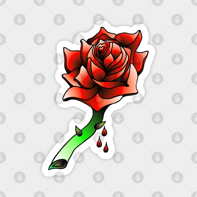 Old School Rose Tattoo Design. Magnet by OriginalDarkPoetry