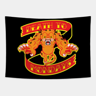 Death To Mondays (clean version, yellow outline) Tapestry