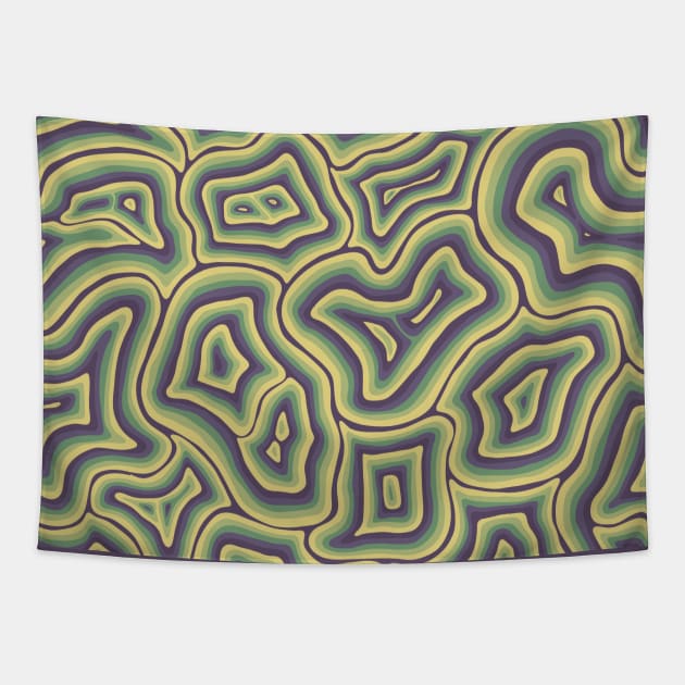 Purple Green Yellow Groovy Liquid Marble Swirl Tapestry by Velvet Earth