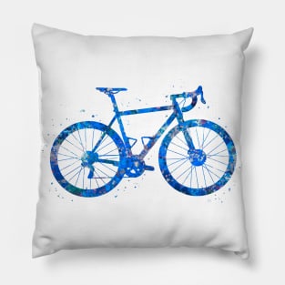 Road bike watercolor blue Pillow