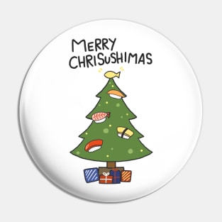 Merry Chrisushimas Tree Funny Sushi Lover Christmas Card Kawaii Cute Anime Food Pin