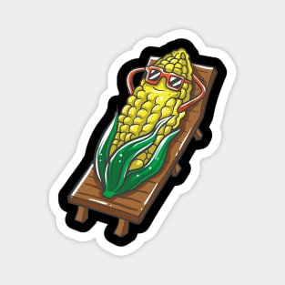 Corn Relaxing Under Sunshine Summer Vacation Beach Magnet