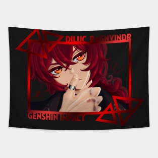 Diluc - Genshin Impact (black background) Tapestry