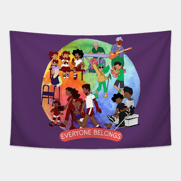 Everyone Belongs Circle Tapestry by PicklePrintables