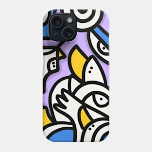 Graffiti Birds in Purple and Yellow Phone Case