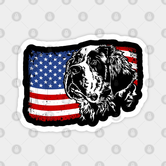 Proud Saint Bernard Dog American Flag patriotic dog Magnet by wilsigns