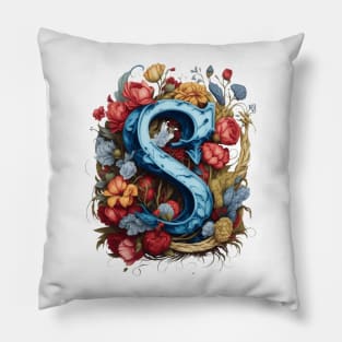 Floral letter S II Pillow