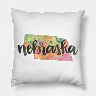 nebraska - calligraphy and abstract state outline Pillow