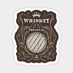 Premium Whiskey label with Barrel and Crown Magnet