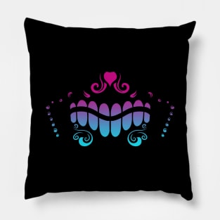 Sugar Skull Teeth and Nose Vaporwave Pillow