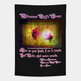 marriage of Titania; Salmon berry floral duet Tapestry