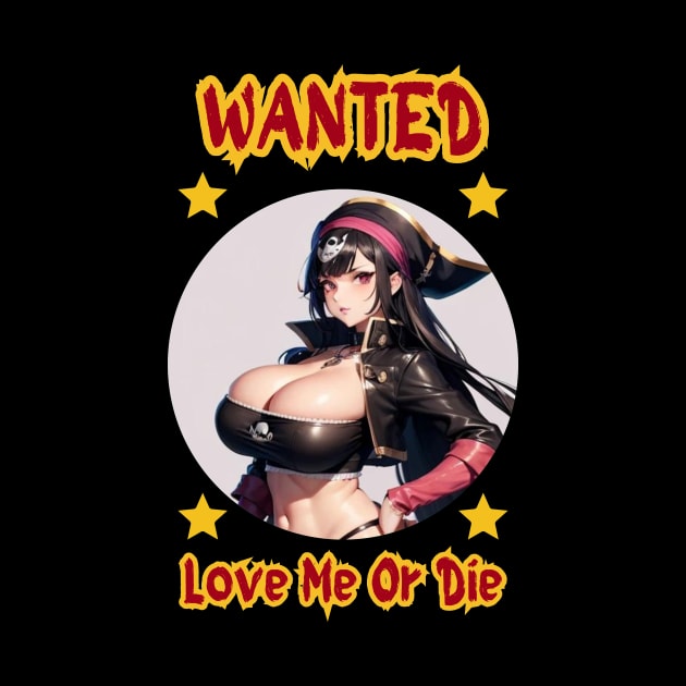 Wanted Pirate Love Me Or Die Anime Girl by Clicks Clothes