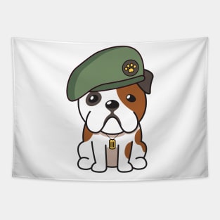 Green Beret English Bulldog Tapestry