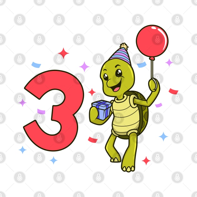 I am 3 with turtle - kids birthday 3 years old by Modern Medieval Design