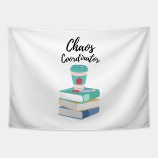 Chaos Coordinator Coffee with books Tapestry