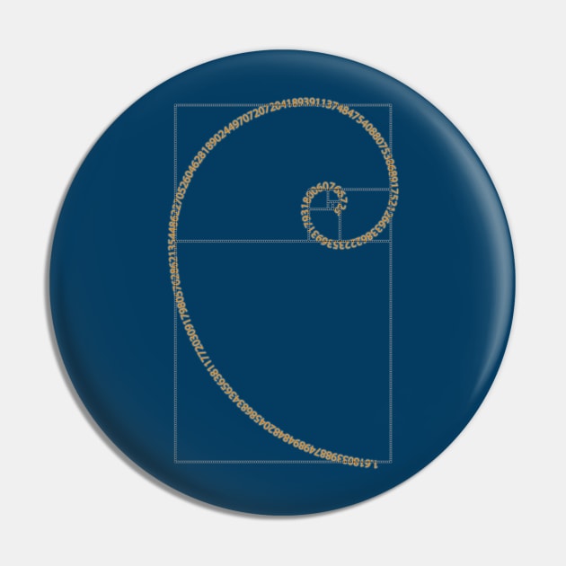 Fibonacci Golden Ratio Number 1.618... Minimalism Pin by Fersan