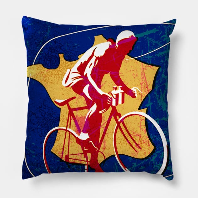 Tour de France Pillow by Midcenturydave