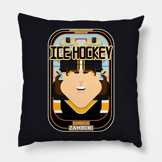 Ice Hockey Black and Yellow - Boardie Zamboni - June version Pillow by Boxedspapercrafts