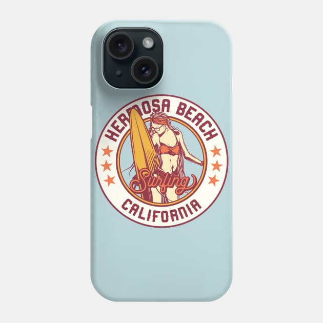 Vintage Surfing Badge for Hermosa Beach, California Phone Case by SLAG_Creative