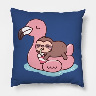 Chilling flamingo sloth beach 2 Pillow