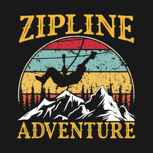 Vintage Retro Zipline Adventure Matching Zipline Lover T-Shirt