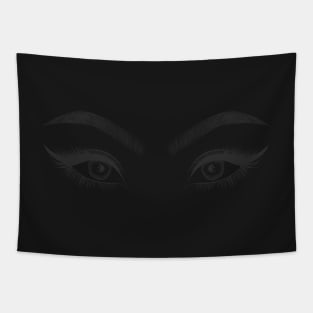 Black and White Lashes and Brows Sketch Tapestry