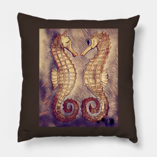 Seahorses in the Abstract Sea Pillow