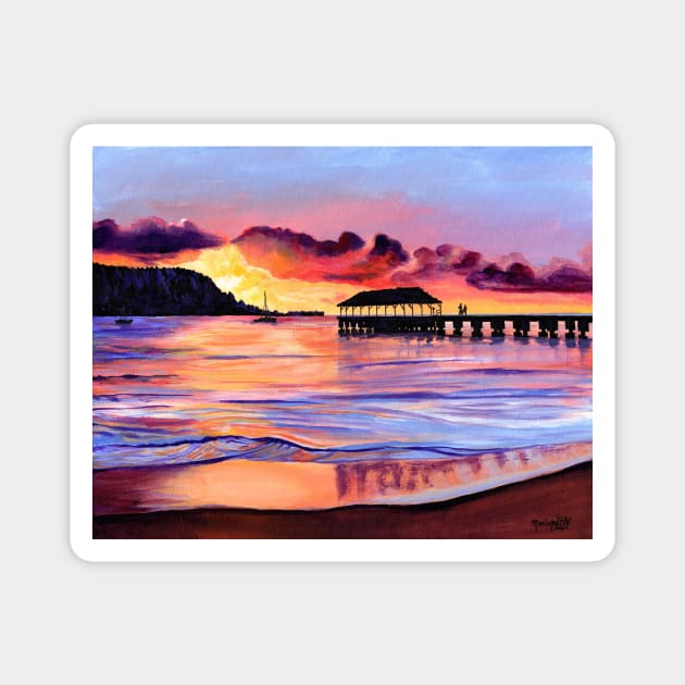 Hanalei Pier Sunset Magnet by KauaiArtist