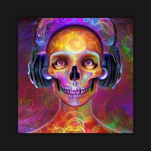 Guitar Skull Listening To Music by Skull Listening To Music