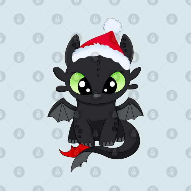 Santa Dragon Christmas, night fury, baby dragon toothless, how to train your dragon by PrimeStore