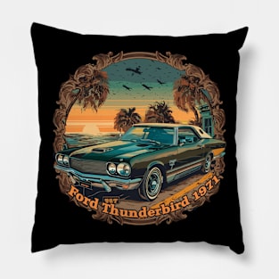 Ford Thunderbird 1971 - Classic Car Vector Design Pillow