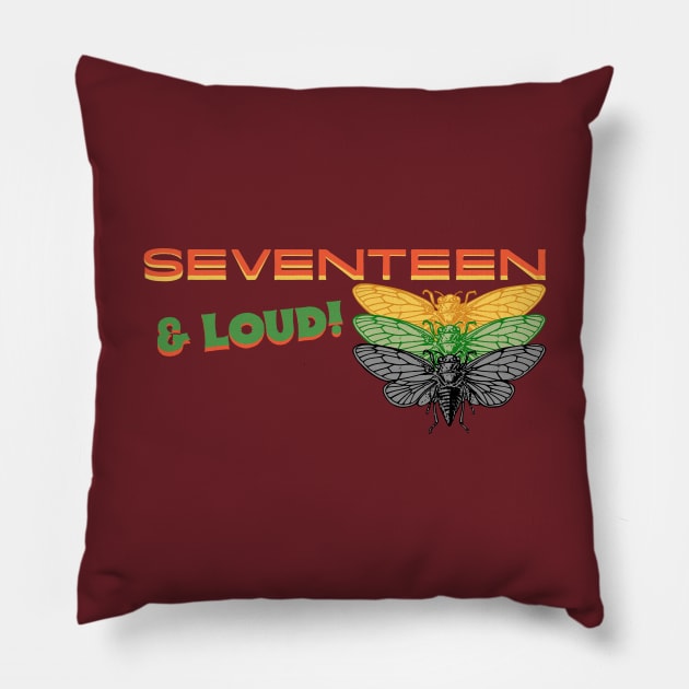 Seventeen & Loud Cicada Insect Pillow by Beauty Bug Hub