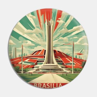 Brasilia Brazil Vintage Tourism Travel Poster Pin