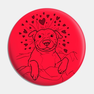 Cute goofy loving pitbull lineart dog illustration Pin