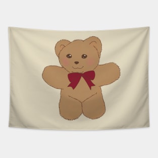 teddy bear ribbon coquette dollette brown red Tapestry