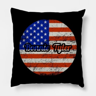 Bonnie Tyler / USA Flag Vintage Style Pillow