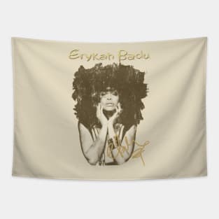 Erykah Badu Vintage Halftone Style Fan Art Signature Fresh Design Tapestry