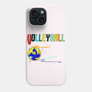 Text volleyball design sport art  brush stroke style design Phone Case