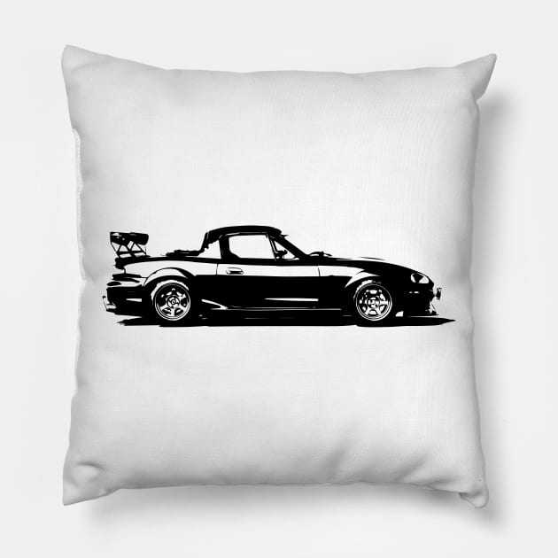 Mazda Miata / MX5 - NB Black and White simple Pillow by mudfleap