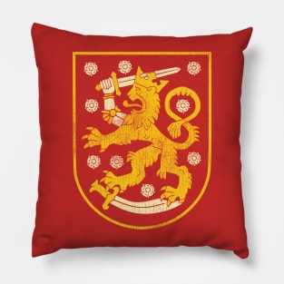 Vintage Distressed Coat of Arms of Finland Pillow