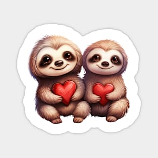 Valentine Sloth Couple Magnet