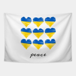 Ukrainian Flag color hand drawn heart, Peace for Ukraine Tapestry