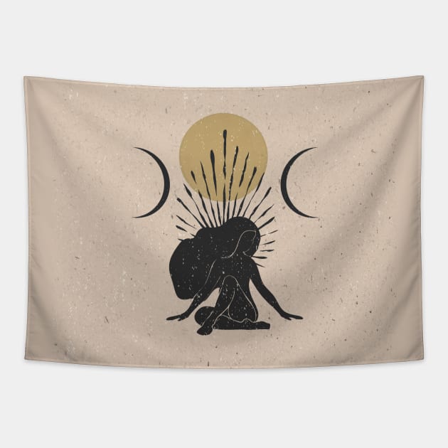 Sun Leaf Goddess Tapestry by studioaartanddesign