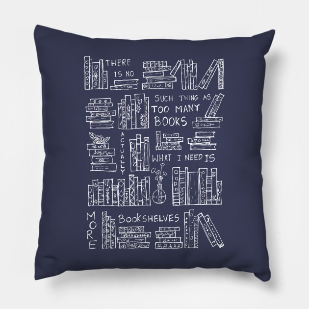 ACTUALLY WHAT I NEED IS MORE BOOKSHELVES Pillow by HAVE SOME FUN