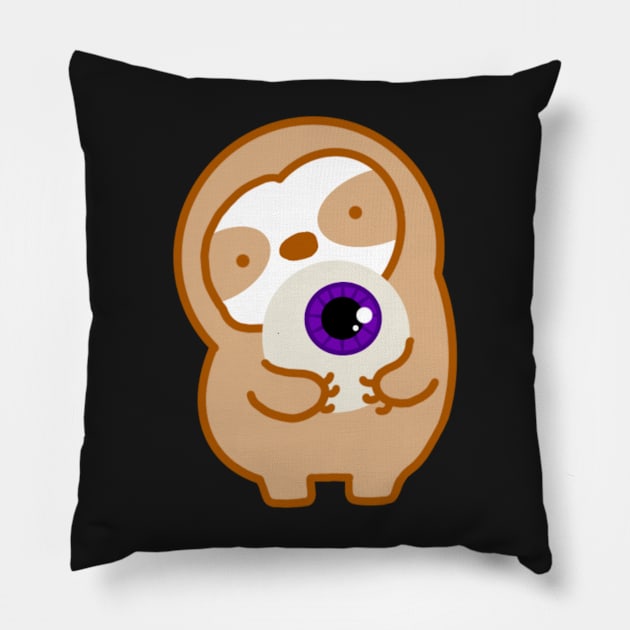 Cute Halloween Purple Eyeball Sloth Pillow by theslothinme