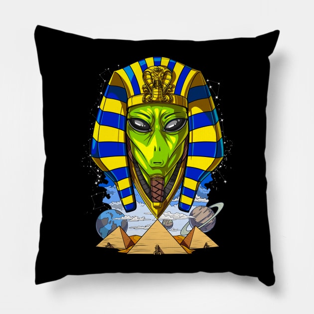 Alien Egyptian Pharaoh Pillow by underheaven