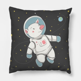 Lovely cute piggy fling with the space station Pillow