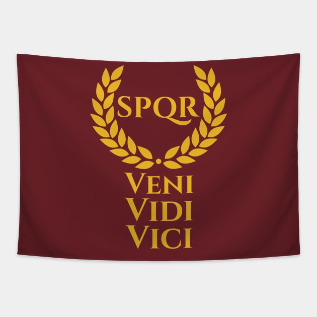 Julius Caesar Latin Quote Veni Vidi Vici SPQR Roman History Tapestry by Styr Designs