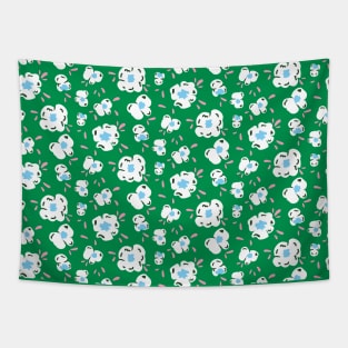 Chunky Pop Corn floral pattern on Bright green background Tapestry